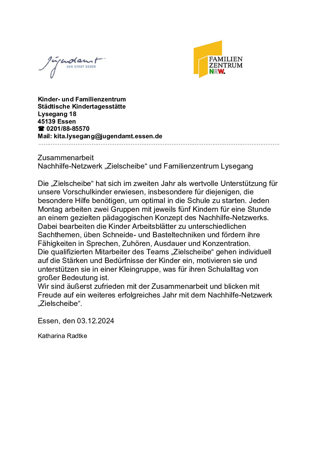 “Zufriedenheit unserer Kooperationspartner*innen : Vorschulprogramm in der Kita”